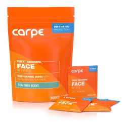 Carpe Sweat Absorbing Face Wipes (15 Facial Wipes). Witch Hazel & Tea Tree Oil Wipes Infused with Eucalyptus. Energizing. Refreshing. and Soothing. Sweat and Oil Control