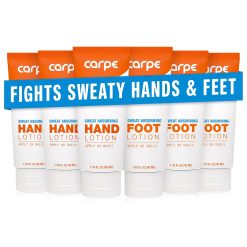 Carpe Sweat Absorbing Hannd and Foot Lotion Bundle. Eucalyptus - 6 Pack | Dermatologist-Recommended Hand & Foot Antiperspirant Lotion.